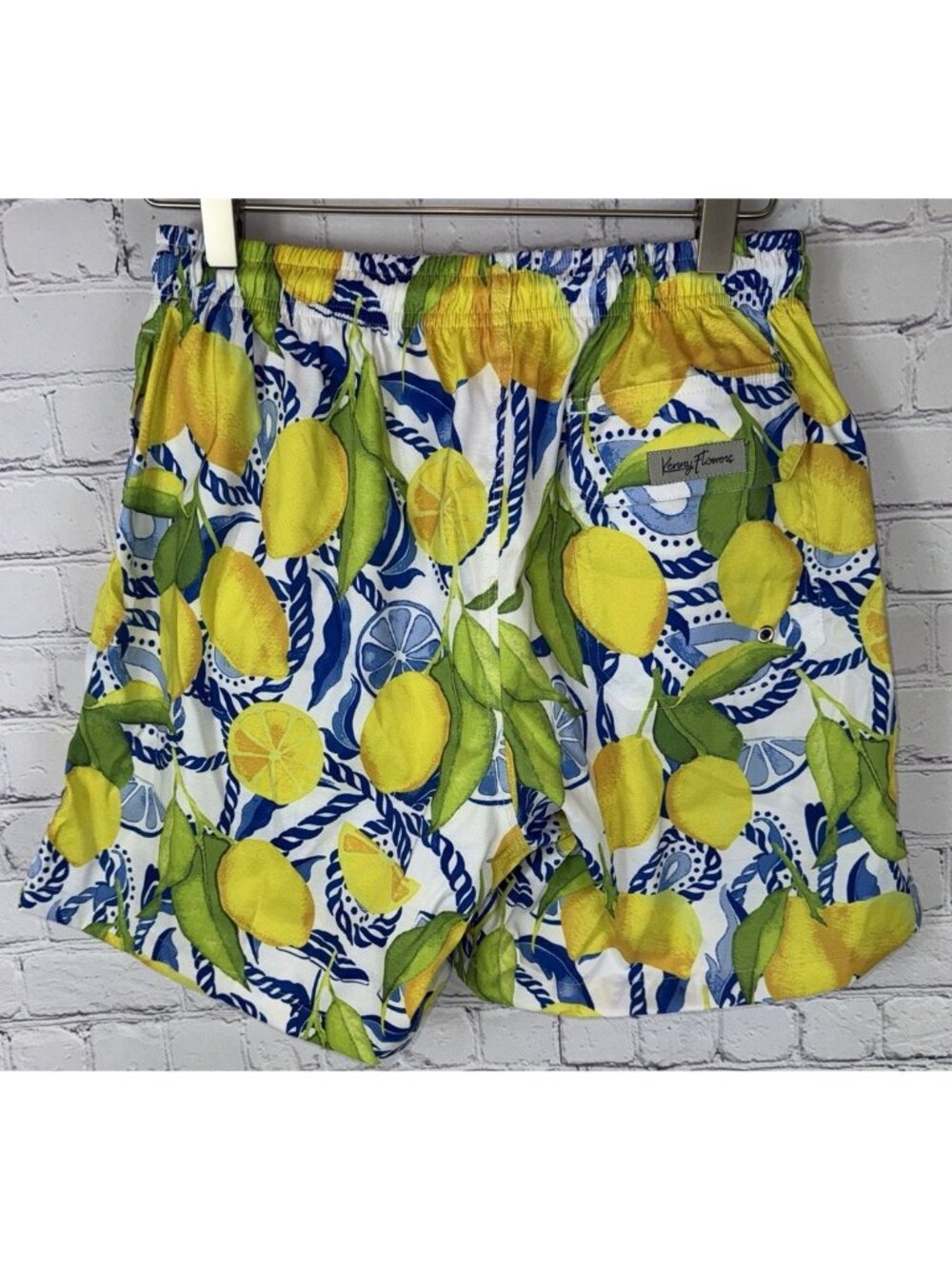 NWT KENNY FLOWERS The Bossitano Lemon Print Lined Breathable Swim Trunks Medium - Picture 6 of 7